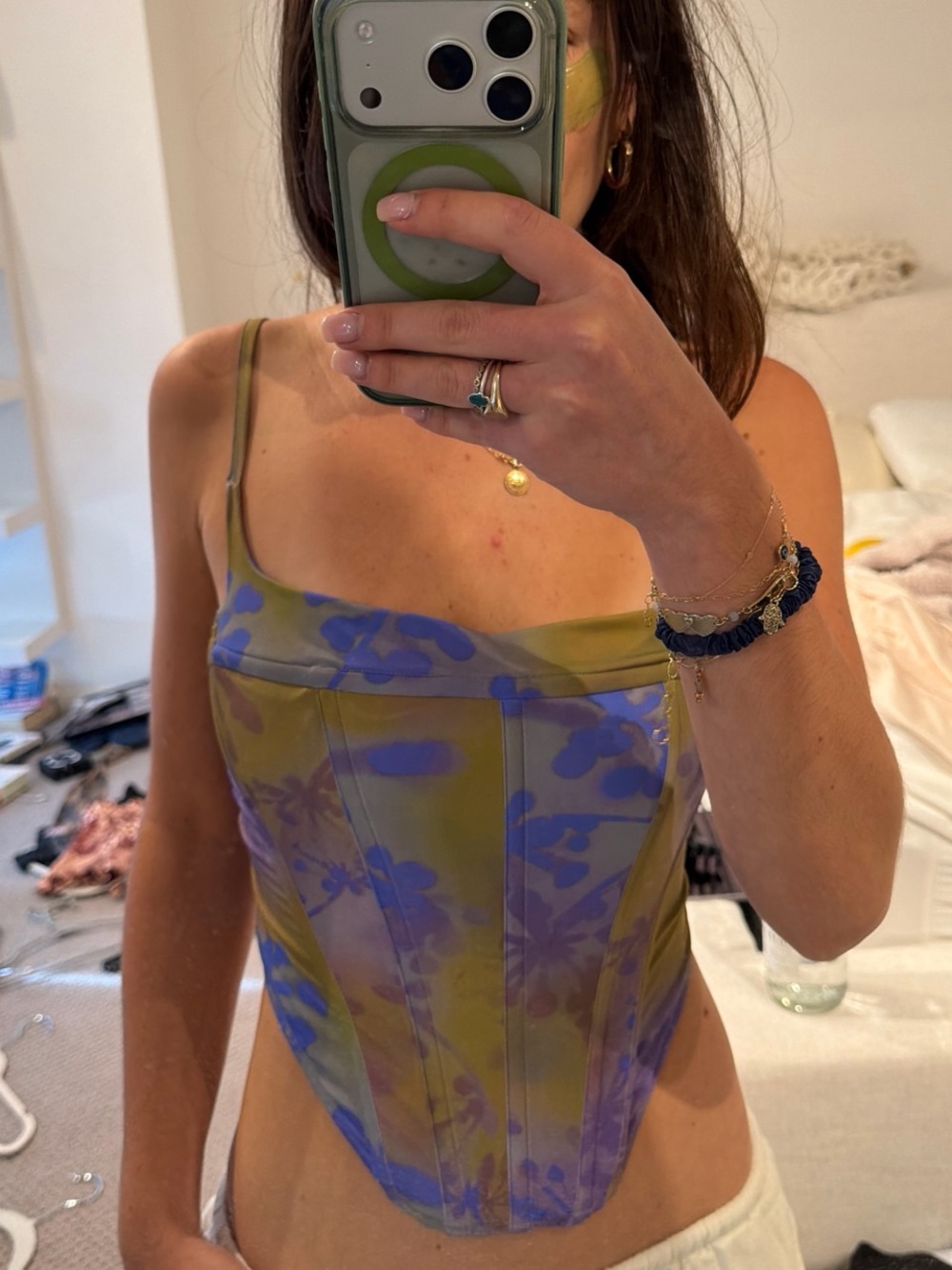 Miaou Olive & Lavender Floral Corset Camisole